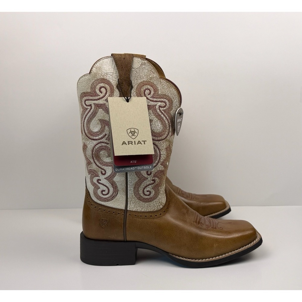 Ariat QuickDraw Boots Size 9 B Square Toe Sandstorm/ Distressed White 10015318